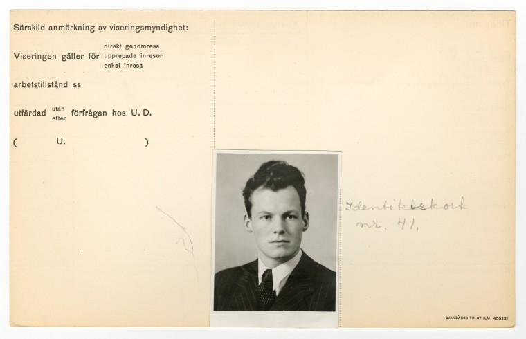 Kopie des schwedischen Presseausweises von Willy Brandt.
